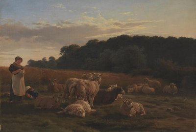 Een kudde schapen. Motief uit Faxingeskoven bij Nysø door Carlo Dalgas