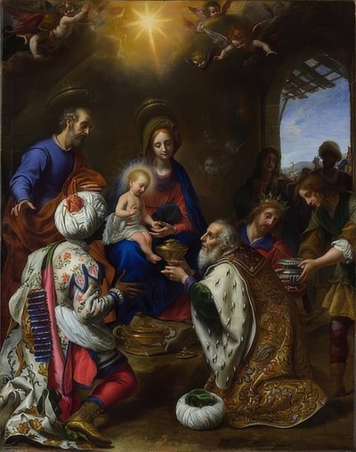 De aanbidding der koningen. 1649 door Carlo Dolci