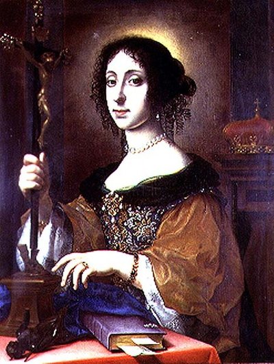 Portret van Claudia Felicita, vrouw van Leopold I van Oostenrijk door Carlo Dolci