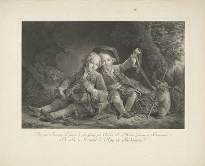 Twee jongens met marmot door Carlo Domenico Melini