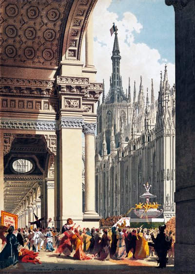 Carnaval op Piazza Duomo in Milaan door Carlo Ferrario