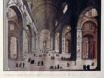 Interieur van de Grote Basiliek van San Pietro in het Vaticaan door Carlo Gilio