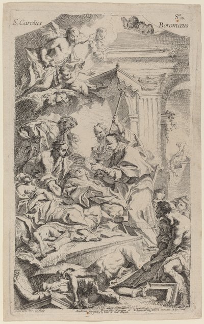San Carlo Borromeo Geeft Laatste Communie aan Slachtoffers van de Pest door Carlo Innocenzo Carlone