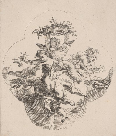 Putti met bloemen, 1725-75 door Carlo Innocenzo Carloni