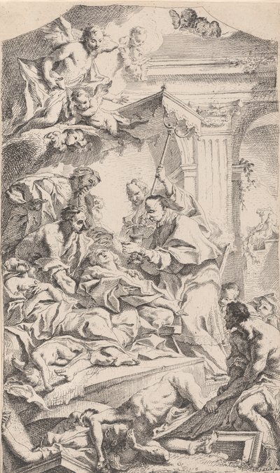 Sint Charles geeft communie aan de pestlijders door Carlo Innocenzo Carloni