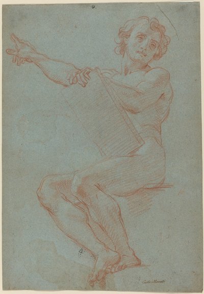 Zittende Man met een Tablet door Carlo Maratta