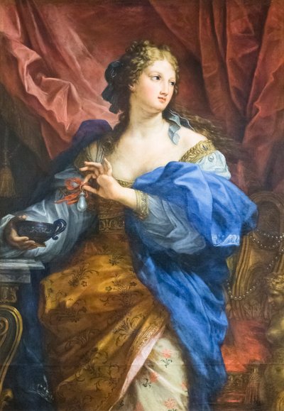 Cleopatra lost een parel op in een beker wijn door Carlo Maratta or Maratti