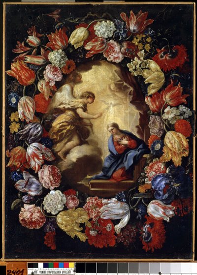 De aankondiging aan de bloemen door Carlo Maratta or Maratti