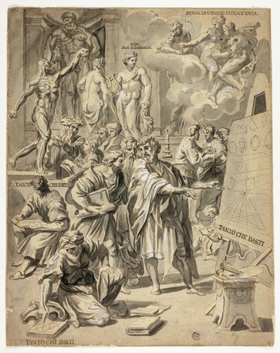 Allegorische scène in het atelier van de kunstenaar door Carlo Maratti