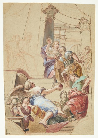 Een zegevierende veldheer in audiëntie bij een heerserspaar door Carlo Maratti