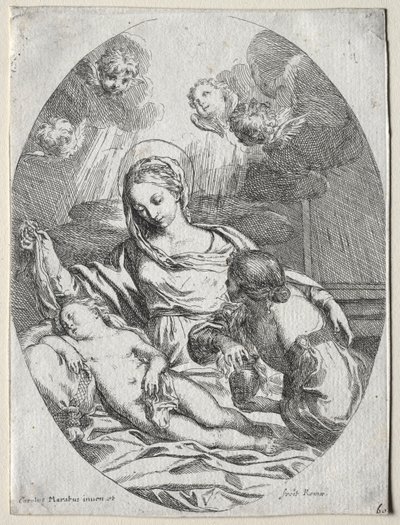 Madonna en Kind met de Magdalena door Carlo Maratta or Maratti