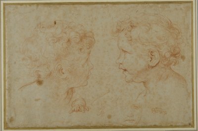 Studies van het hoofd en de linkerhand van een putto door Carlo Maratti