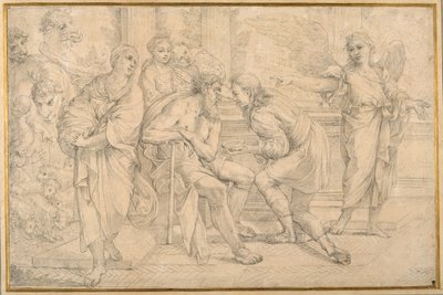 Tobias geneest de blindheid van Tobit met de gal van de vis door Carlo Maratti