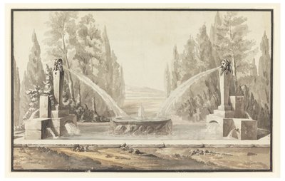 Ontwerp voor een fontein in een park door Carlo Marchionni