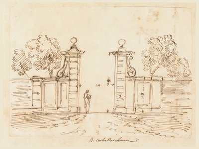 Ontwerp voor een poort van een villa door Carlo Marchionni