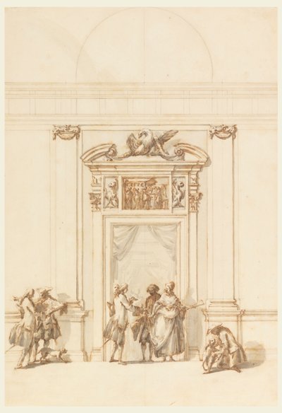 Ontwerp voor de Noordpoort, Grote Galerij, Villa Albani, Rome, Italië door Carlo Marchionni