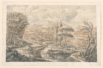 Tekening, Een vallei, 1750-70 door Carlo Marchionni