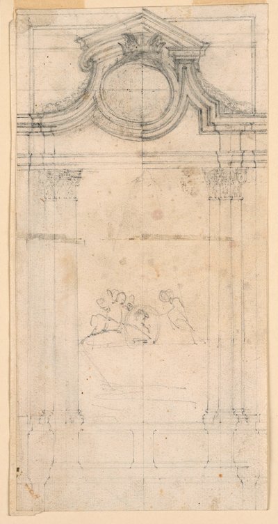 Tekening, Ontwerp van een Grafmonument voor een Klooster, ca. 1745 door Carlo Marchionni
