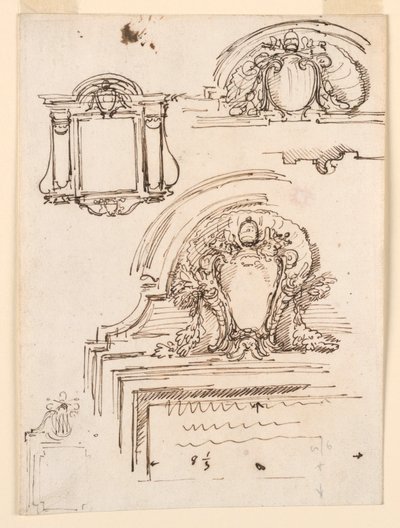 Tekening, Schetsen voor lijsten, voor de sacristie van St. Peter
