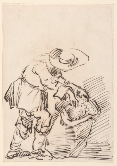 Tekening, Werkende boer, 1728-78 door Carlo Marchionni