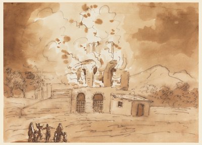 Landschap met een Brandende Toren door Carlo Marchionni