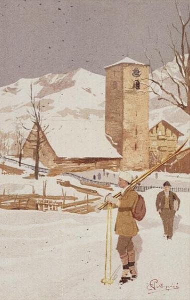 Een uitzicht op Adelboden, Zwitserland door Carlo Pellegrini