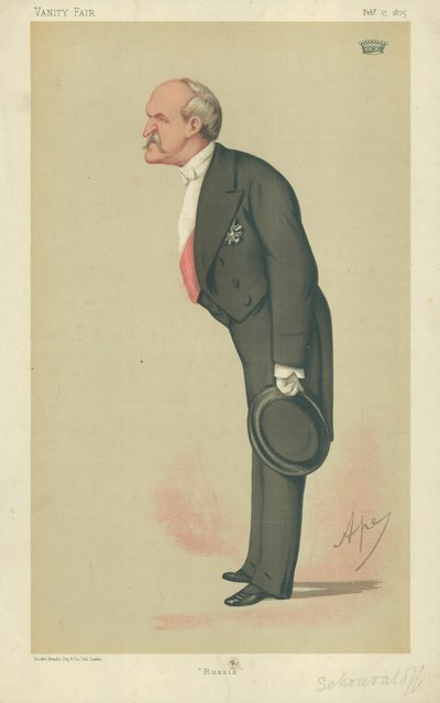 Graaf Schouvaloff, Rusland, 13 februari 1875, Vanity Fair cartoon door Carlo Pellegrini