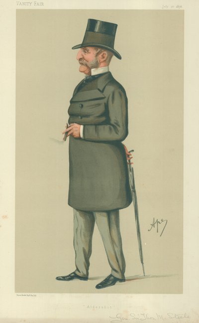 Generaal Sir Thomas Montagu Steele, Aldershot, 20 juli 1878, Vanity Fair cartoon door Carlo Pellegrini
