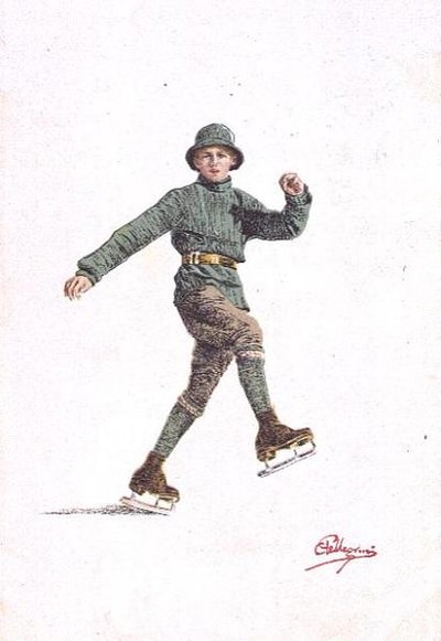 Eenzame Man aan het Schaatsen door Carlo Pellegrini