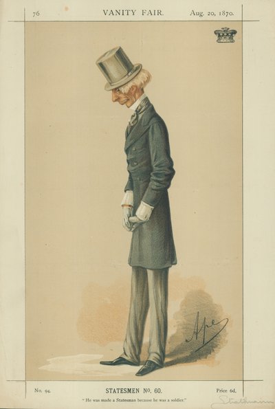 Lord Strathnairn, Hij werd een staatsman omdat hij een soldaat was, 20 augustus 1870, Vanity Fair cartoon door Carlo Pellegrini