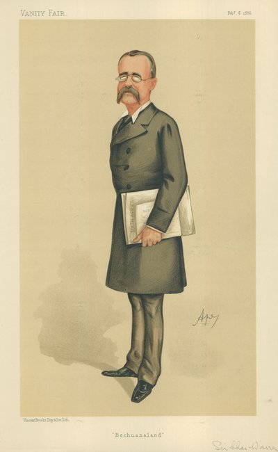 Generaal-majoor Sir Charles Warren, Bechuanaland, 6 februari 1886, Vanity Fair cartoon door Carlo Pellegrini