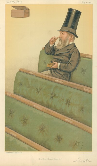Mr Charles Nicholas Warton, Hear Hear Hear Hear, 10 mei 1884, Vanity Fair cartoon door Carlo Pellegrini