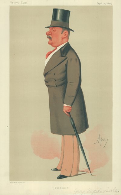 Mr. George Augustus Sala, Journalistiek, 25 september 1875, Vanity Fair cartoon door Carlo Pellegrini