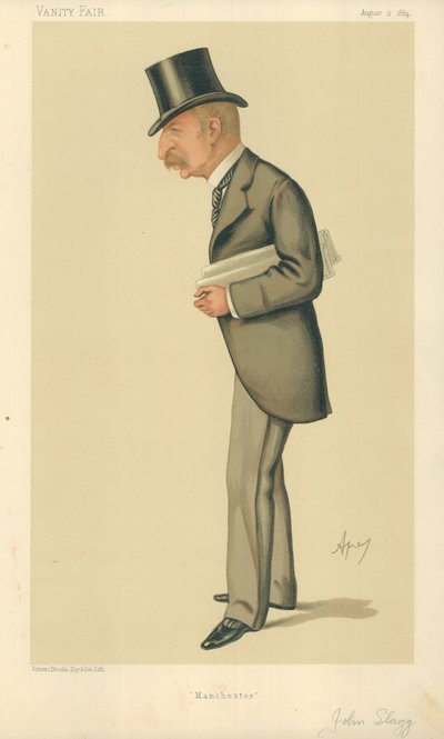 Mr John Slagg MP, Manchester, 2 augustus 1884, Vanity Fair cartoon door Carlo Pellegrini