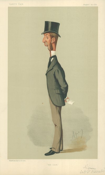 Mr. Rowland Winn, De zweep, 29 augustus 1874, Vanity Fair cartoon door Carlo Pellegrini