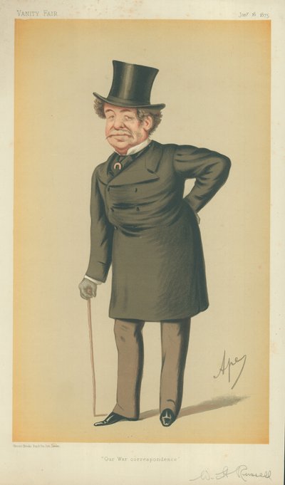 Mr William Howard Russell, onze oorlogscorrespondent, 16 januari 1875, Vanity Fair cartoon door Carlo Pellegrini