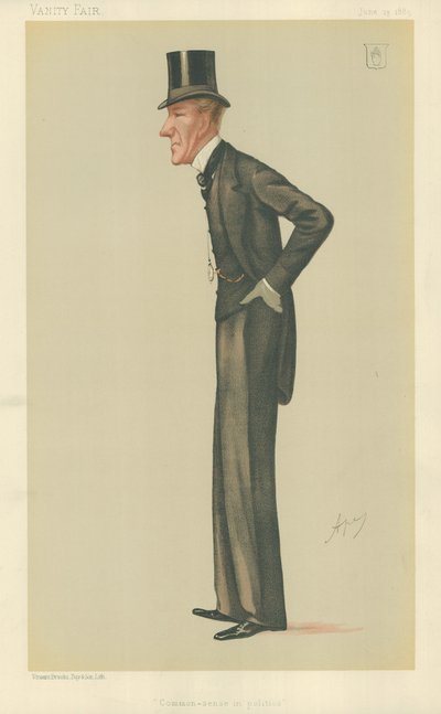 Sir Edward Robert Sullivan, Gezond Verstand in Politiek, 13 juni 1885, Vanity Fair cartoon door Carlo Pellegrini