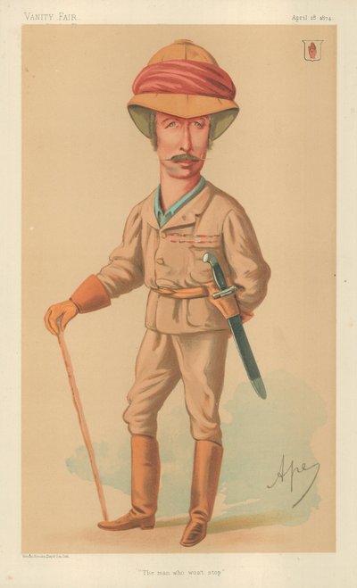 Sir Garnet J Wolseley, De man die niet stopt, 18 april 1874, Vanity Fair cartoon door Carlo Pellegrini
