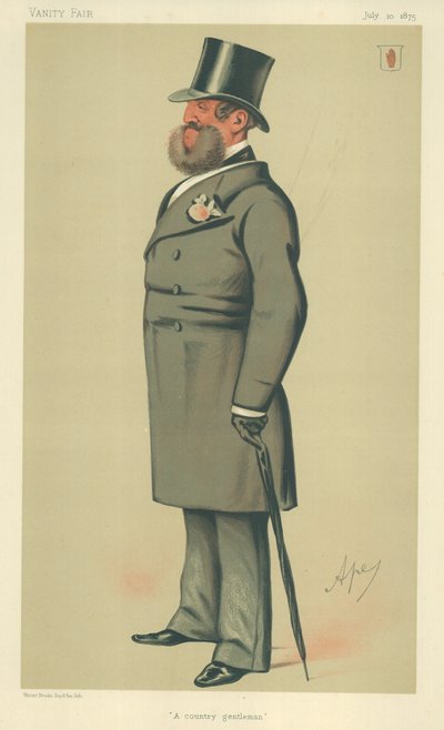 Sir Henry Josias Stracey, een landheer, 10 juli 1875, Vanity Fair cartoon door Carlo Pellegrini