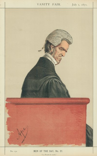 Sir John George Shaw-Lefevre, La Reyne le veult, 1 juli 1871, Vanity Fair cartoon door Carlo Pellegrini