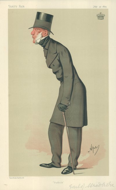De graaf van Stradbroke, Suffolk, 31 juli 1875, Vanity Fair cartoon door Carlo Pellegrini