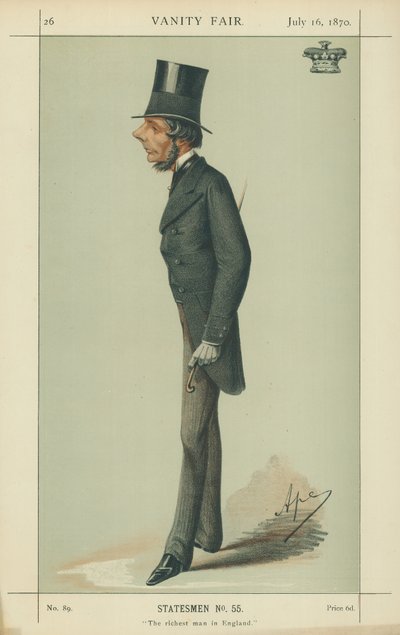 De Markies van Westminster, De rijkste man van Engeland, 16 juli 1870, Vanity Fair cartoon door Carlo Pellegrini