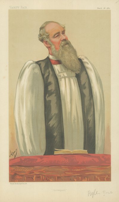 De Zeer Eerwaarde John Charles Ryle, Bisschop van Liverpool, Liverpool, 26 Maart 1881, Vanity Fair cartoon door Carlo Pellegrini