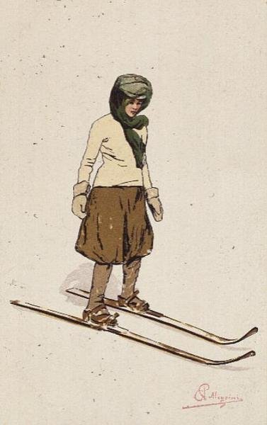 Vrouw aan het skiën door Carlo Pellegrini