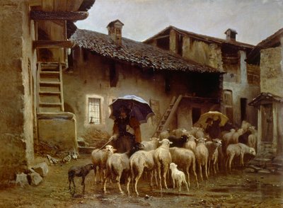Terug naar de stal, door Carlo Pittara (1836-1890) door Carlo Pittara