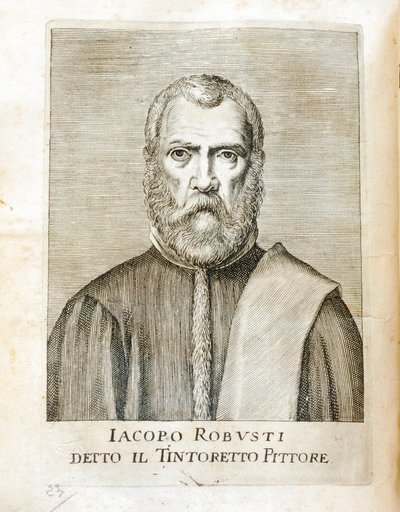Portret van Jacopo Robusti, bekend als Tintoretto (1518-1594) Italiaanse schilder Gravure uit 