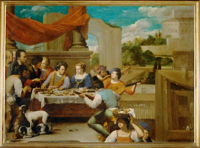 Lazarus en de rijke verspiller ... (schilderij op doek) door Carlo Saraceni