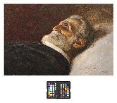 Portret van Giuseppe Verdi op zijn sterfbed door Carlo Stragliati
