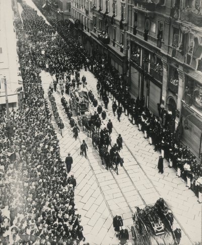 Begrafenissen van Aartshertogen Franz Ferdinand van Oostenrijk en zijn vrouw die op 28 juli in Sarajevo werden vermoord door Carlo Wulz