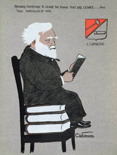 Karikatuur van Andrew Carnegie (1835-1919) illustratie uit 